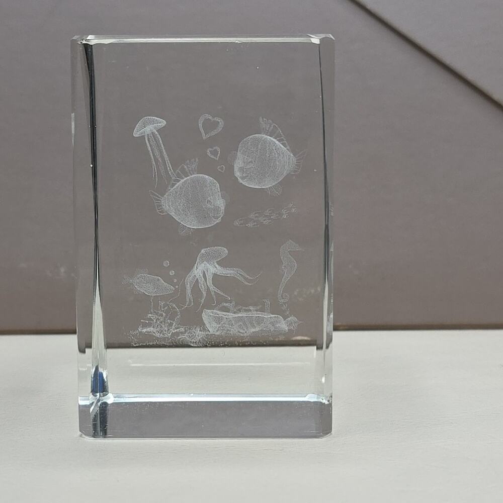 Art Glass Paper Weight Fish Underwater Ocean View 3D, Amazing Piece! Octopus Sea - Picture 4 of 8